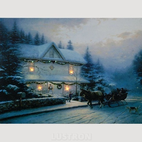 Feron LT119 световое панно из световолокна "Домик в снегу", 4LED,40*30*16см 1/12