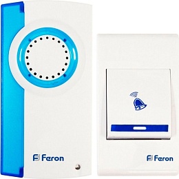 Feron E-221 звонок дверной (кнопка IP20)32 мелодии 2*1,5V/АА белый,синий 1/60