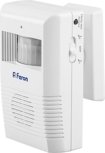 Feron 005-B звонок с датчиком движения 2 режима, 3*1.5V/AA, громкоcть 85dB, белый, серый 1/30/60